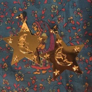 Gold star and moon earrings